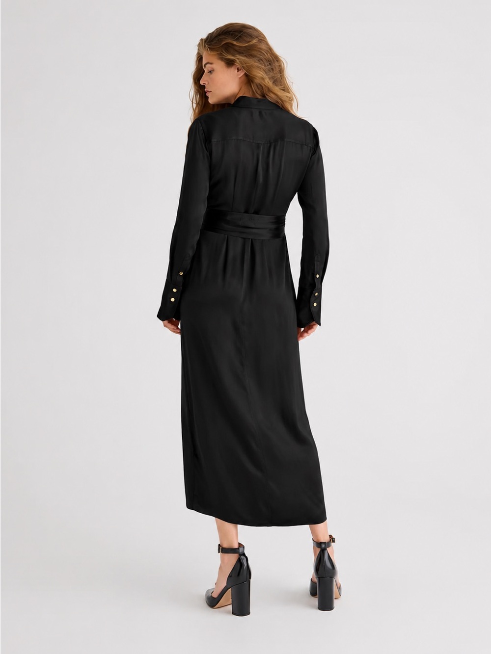 NWT J. CREW BLACK LUSTER CREPE DRAPEY SHIRTDRESS DRESS SZ 10 - Picture 2 of 10